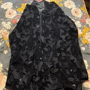Black button down with velvet design